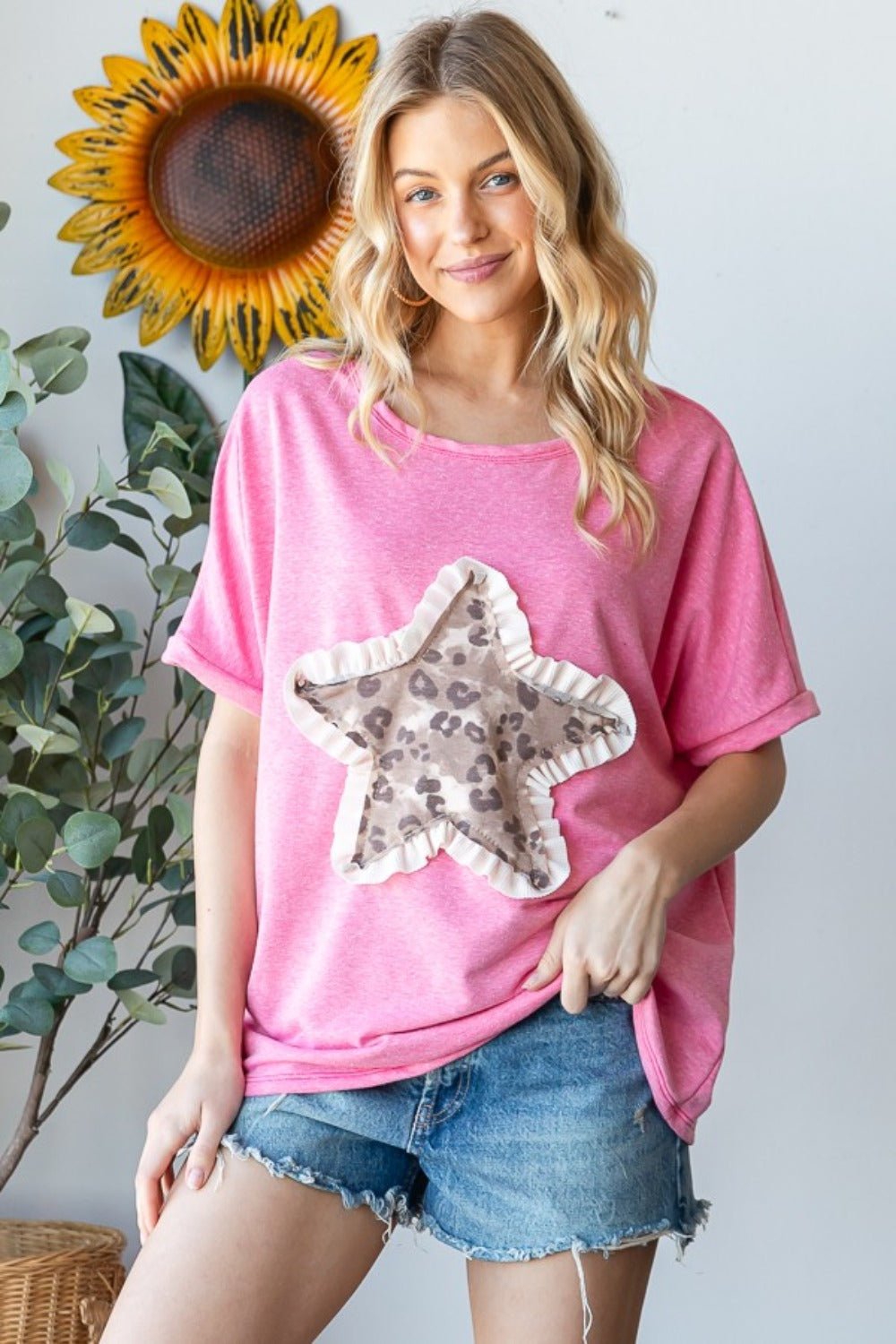 Betsy Leopard Star Patch T - Shirt - Mythical Kitty Boutique
