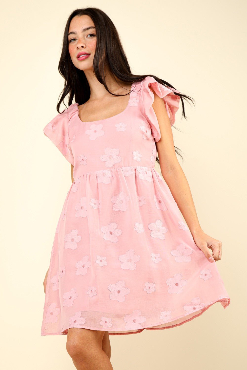 Lizzy Flower Embroidered Organza Mini Dress - Mythical Kitty Boutique