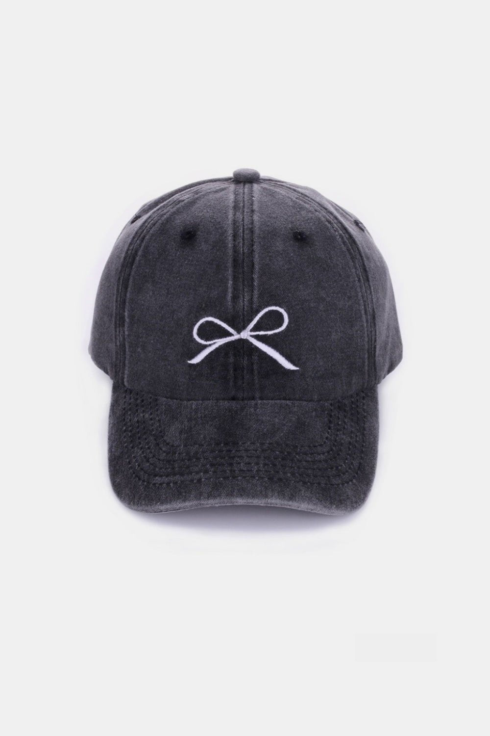 Zenana Bow Embroidered Washed Cotton Caps - Mythical Kitty Boutique