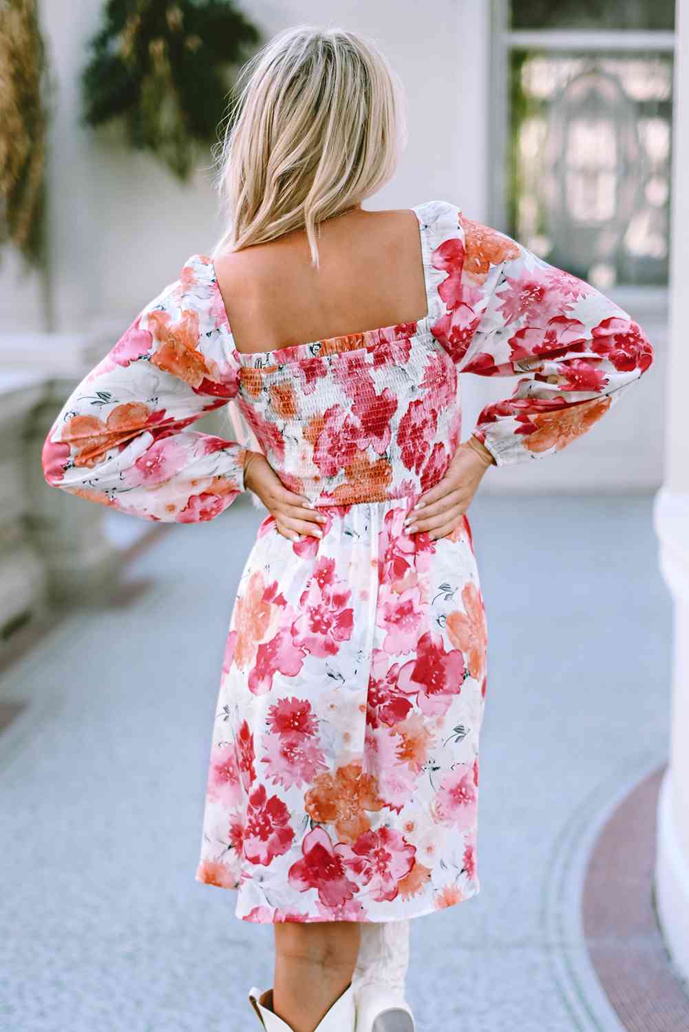 Flavia Smocked Square Neck Dress - Mythical Kitty Boutique