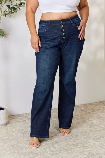 Judy Blue Button-Fly Straight Jeans - Mythical Kitty Boutique