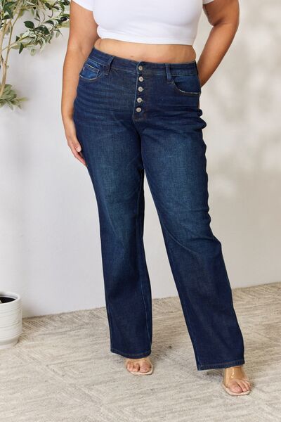 Judy Blue Button-Fly Straight Jeans - Mythical Kitty Boutique
