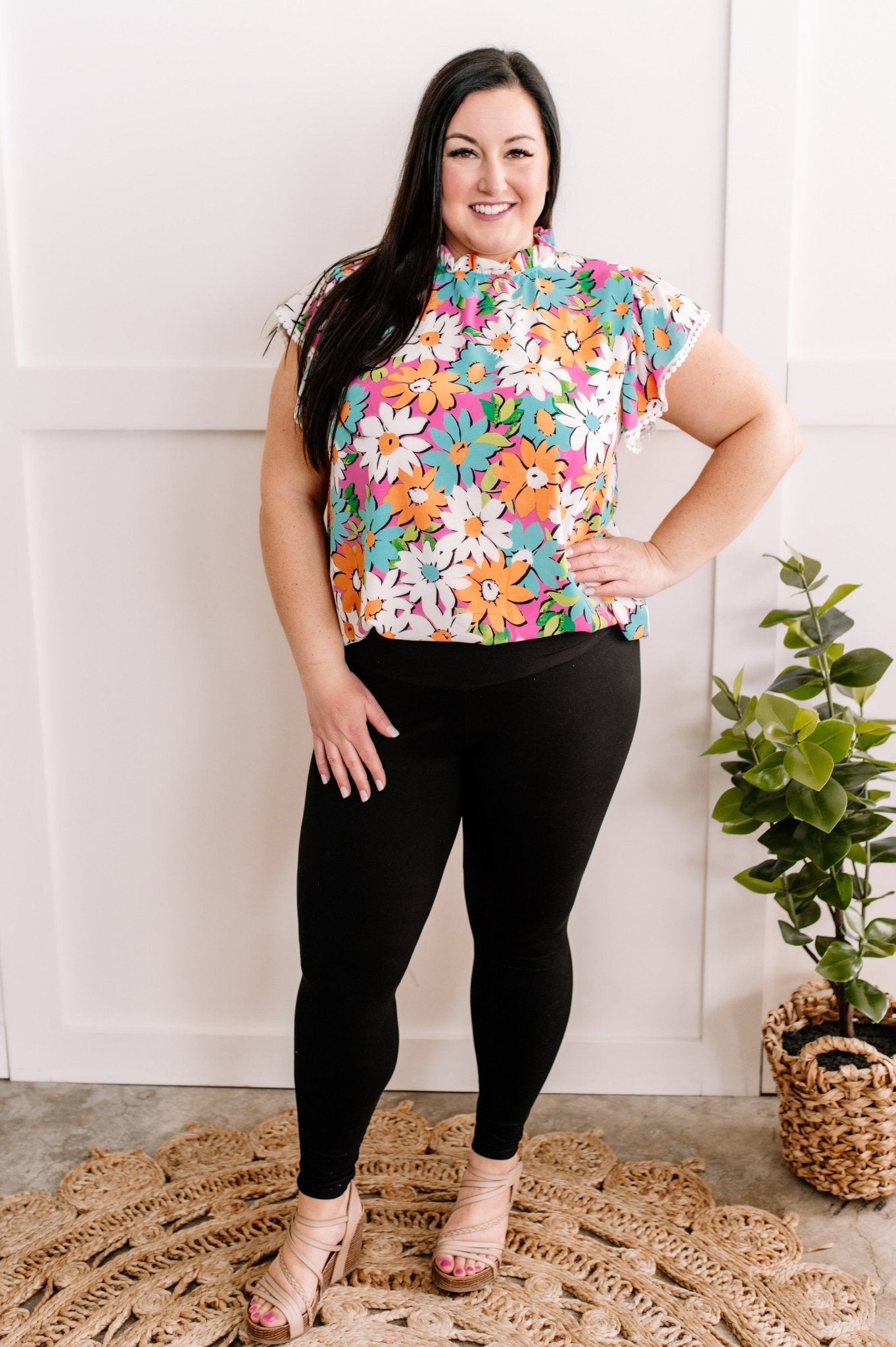 2.9 Crochet Trim Flutter Sleeve Blouse In Bight Daisy Disco - Mythical Kitty Boutique