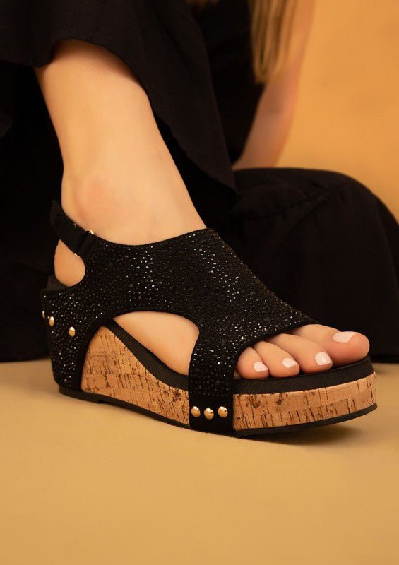 Barbara Rhinestone Covered Wedges - Mythical Kitty Boutique