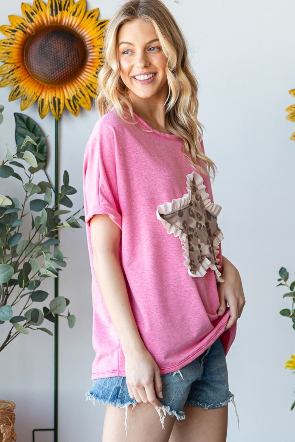 Betsy Leopard Star Patch T - Shirt - Mythical Kitty Boutique