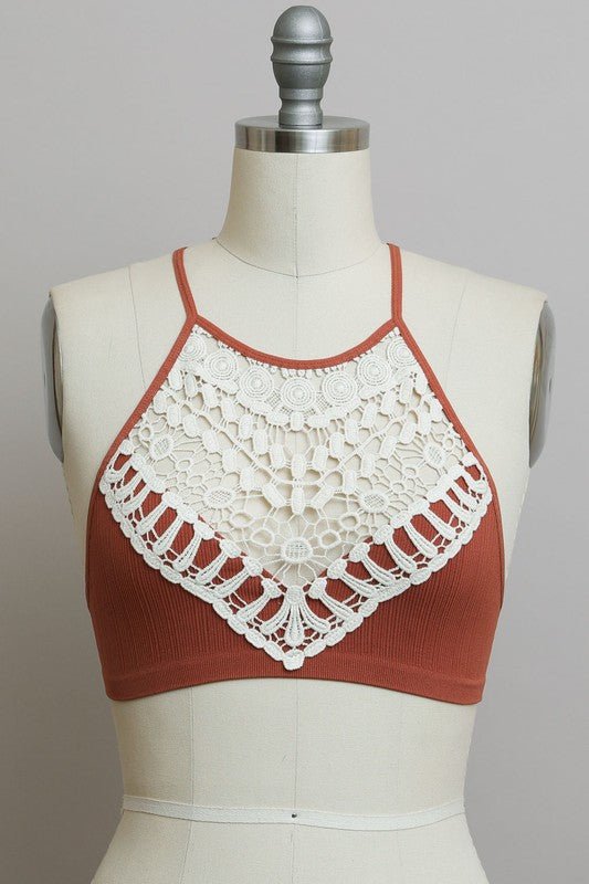 Crochet Lace High Neck Bralette - Mythical Kitty Boutique