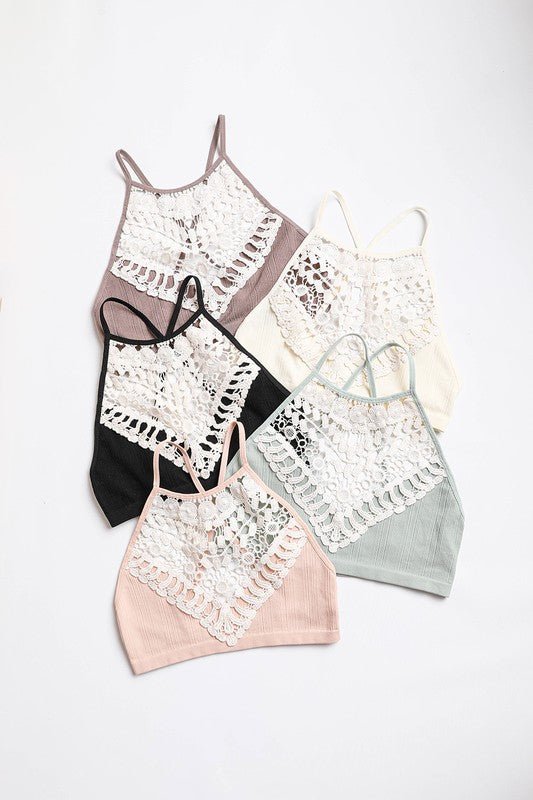 Crochet Lace High Neck Bralette - Mythical Kitty Boutique
