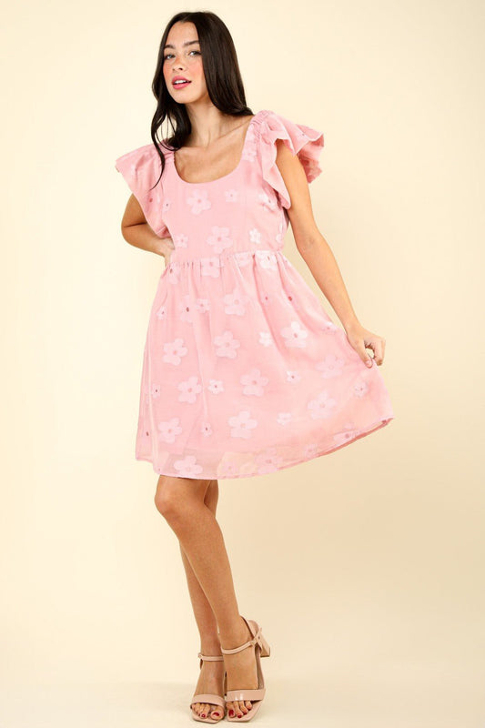 Lizzy Flower Embroidered Organza Mini Dress - Mythical Kitty Boutique