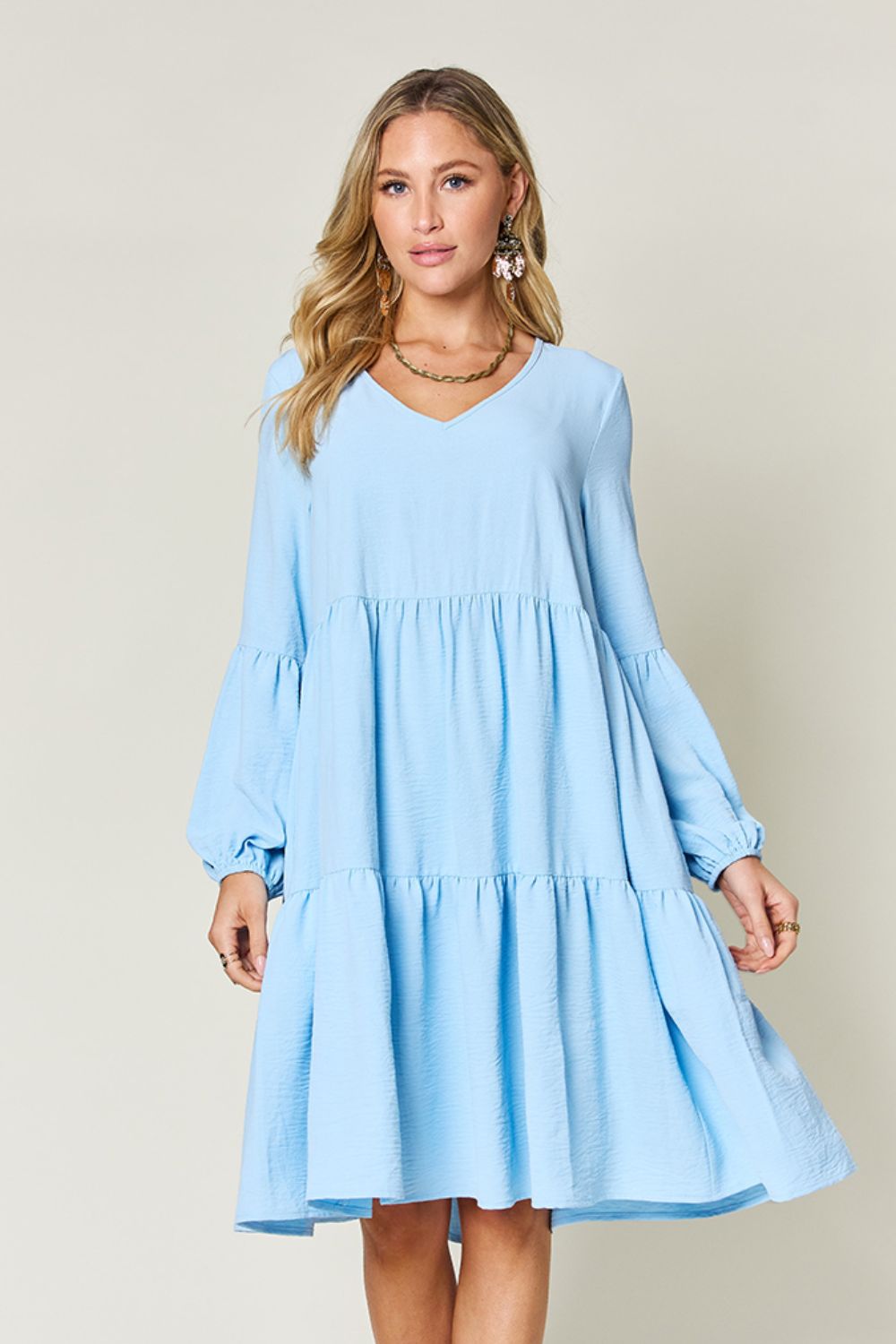 Patricia Balloon Sleeve Tiered Dress - Mythical Kitty Boutique