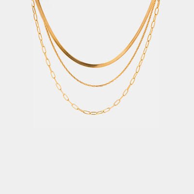 18K Gold-Plated Triple-Layered Necklace - Mythical Kitty Boutique