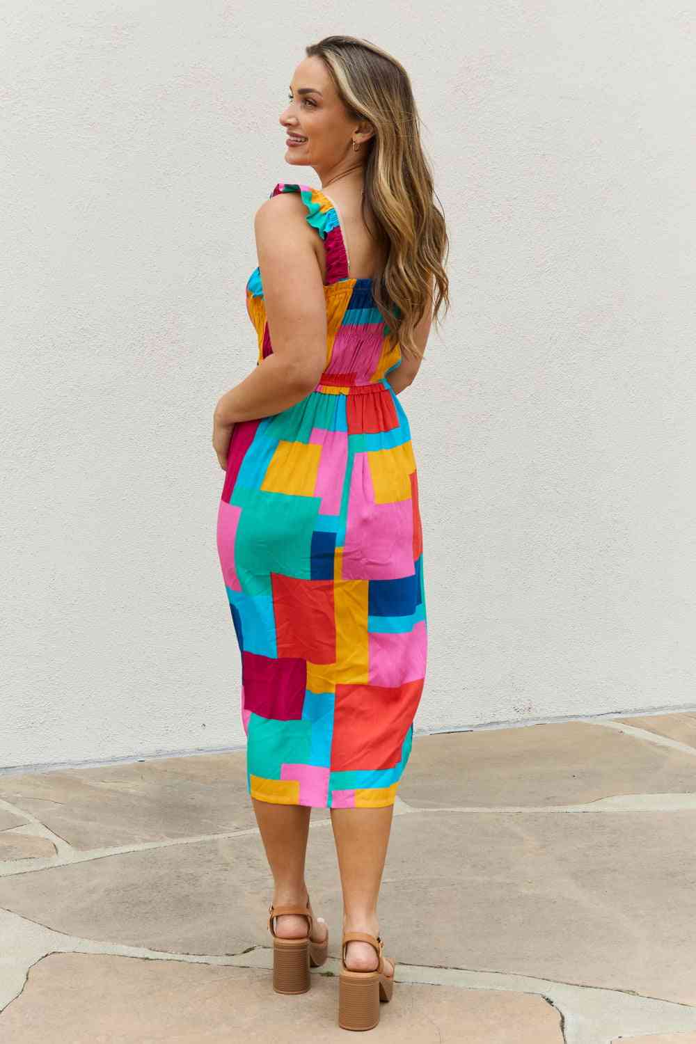 Roxana Multicolored Square Neck Dress