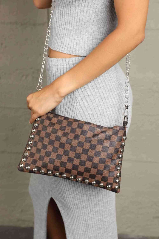 Adored Checkered Studded Bag - Mythical Kitty Boutique