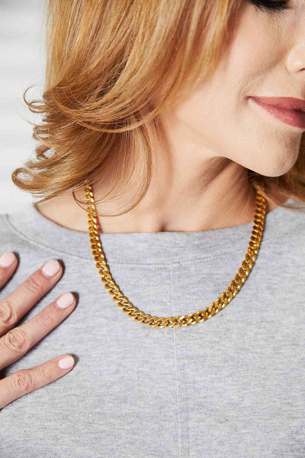 Adored Curb Chain Stainless Steel Necklace - Mythical Kitty Boutique