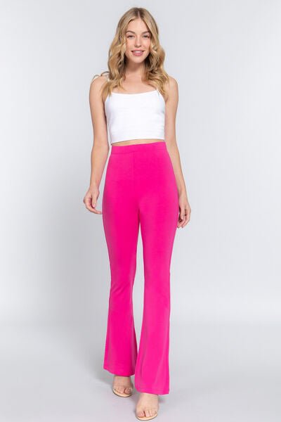 Barbara Elastic Waist Slim Flare Yoga Pants - Mythical Kitty Boutique