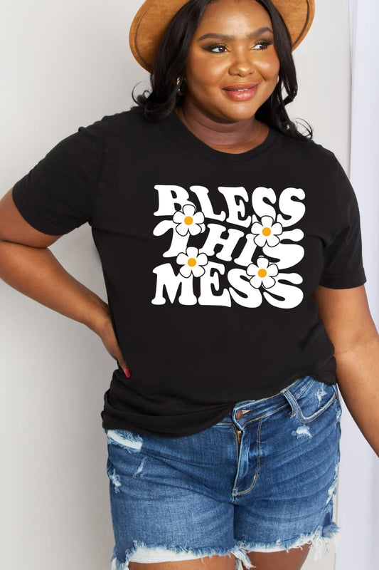 BLESS THIS MESS Graphic Cotton Tee - Mythical Kitty Boutique
