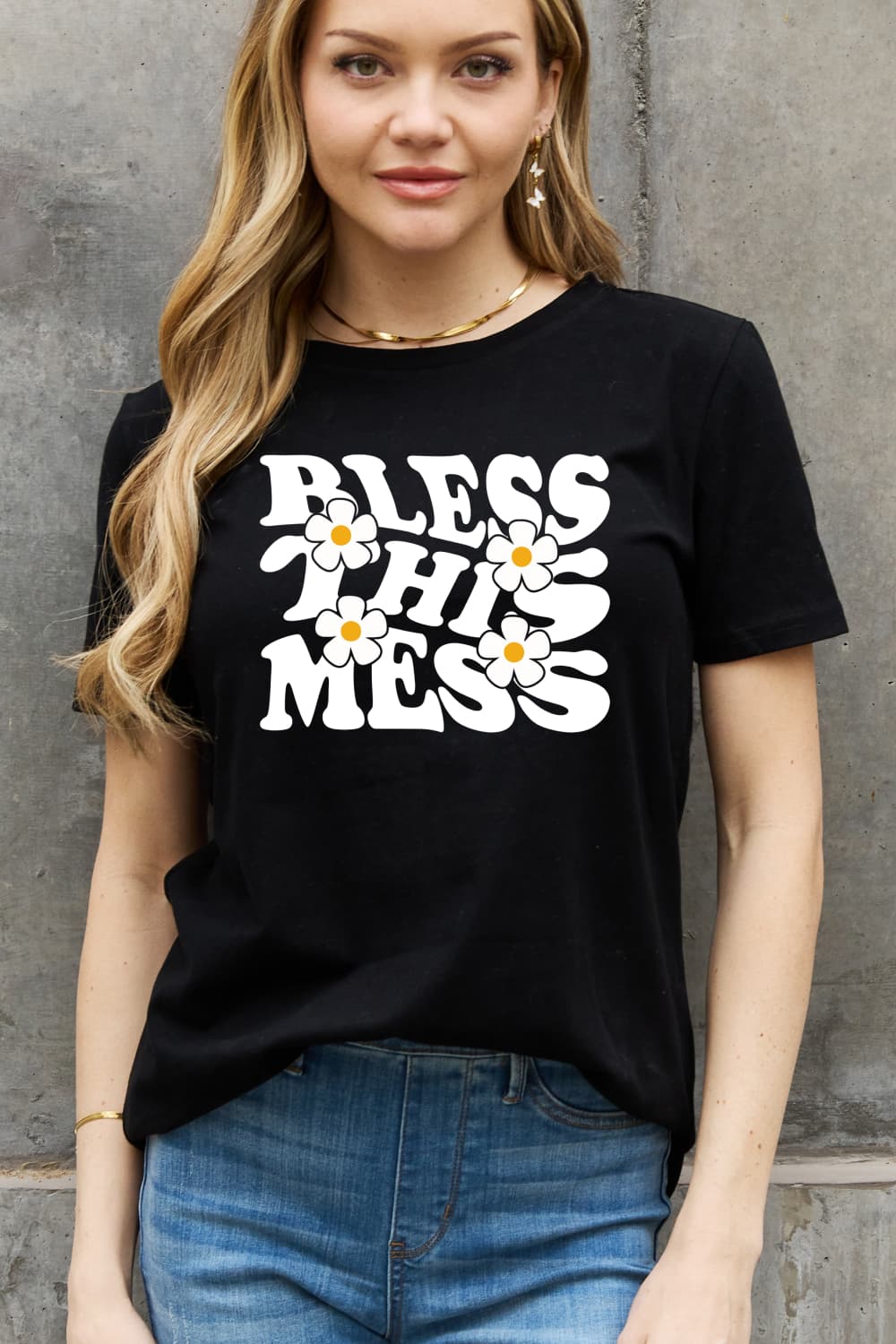 BLESS THIS MESS Graphic Cotton Tee - Mythical Kitty Boutique