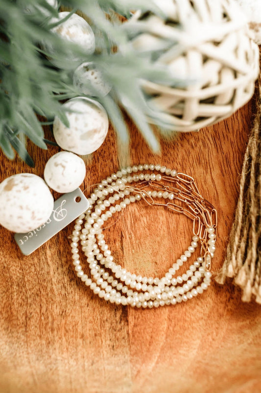Bracelet Set In Shimmering Ivory - Mythical Kitty Boutique