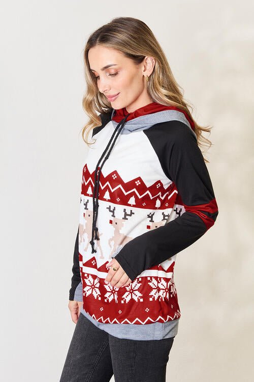 Christmas Drawstring Long Sleeve Hoodie - Mythical Kitty Boutique