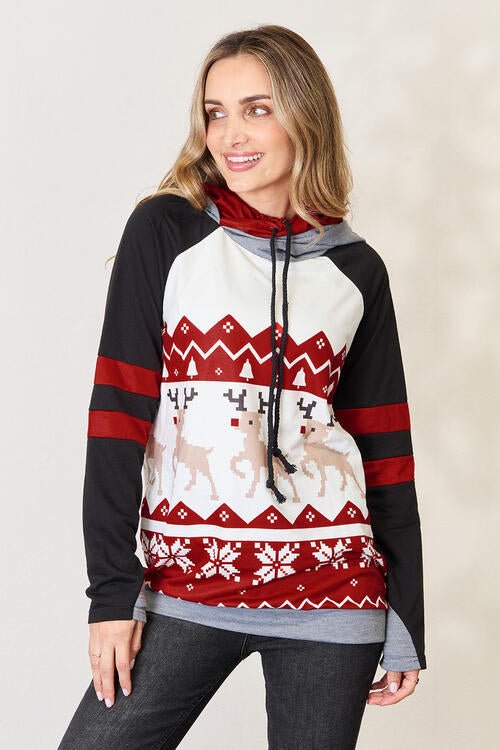 Christmas Drawstring Long Sleeve Hoodie - Mythical Kitty Boutique