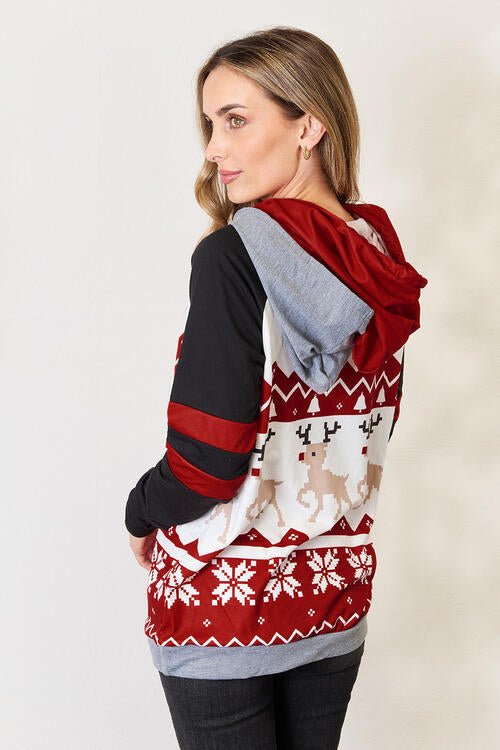 Christmas Drawstring Long Sleeve Hoodie - Mythical Kitty Boutique