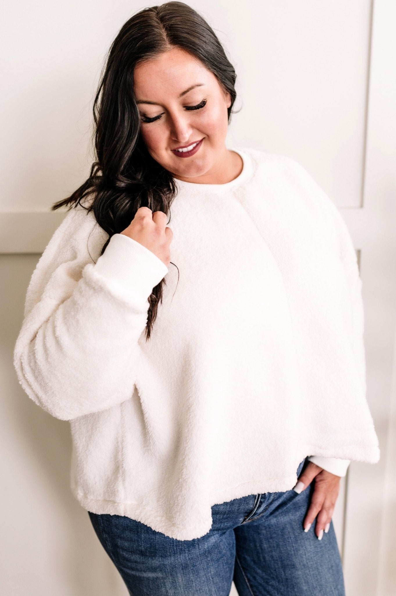 Cozy Soft Teddy Pullover In Ivory - Mythical Kitty Boutique
