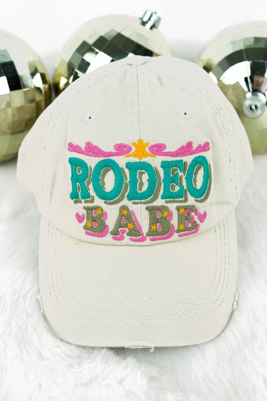 Distressed Stone Rodeo Babe Cap - Mythical Kitty Boutique