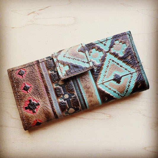 Embossed Leather Wallet in Santa Fe w/ Snap - Mythical Kitty Boutique