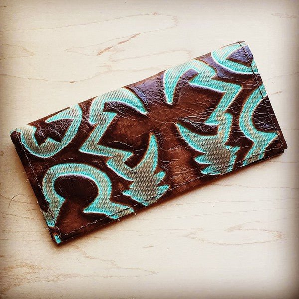 Embossed Leather Wallet in Turquoise Laredo - Mythical Kitty Boutique