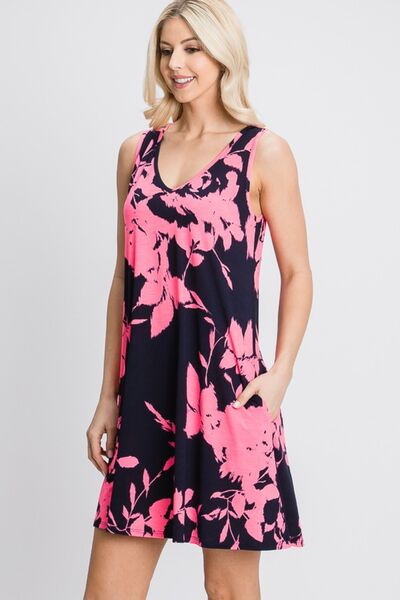 Floral Tank Dress with Pockets - Mythical Kitty Boutique