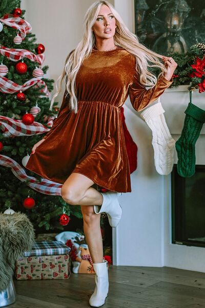 Frill Trim Long Sleeve Mini Dress - Mythical Kitty Boutique