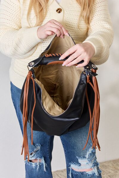 Fringe Detail Contrast Handbag - Mythical Kitty Boutique
