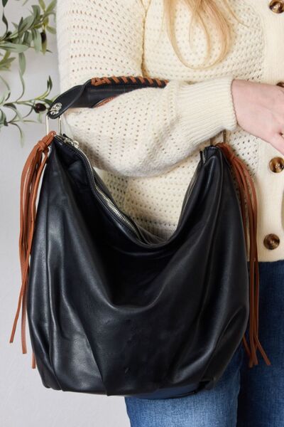 Fringe Detail Contrast Handbag - Mythical Kitty Boutique