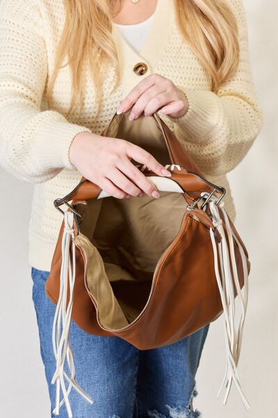 Fringe Detail Contrast Handbag - Mythical Kitty Boutique
