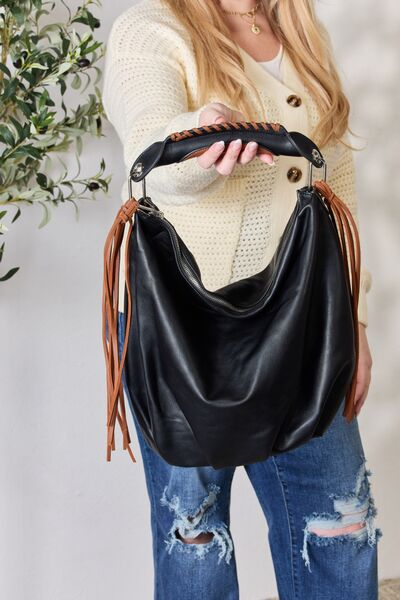 Fringe Detail Contrast Handbag - Mythical Kitty Boutique