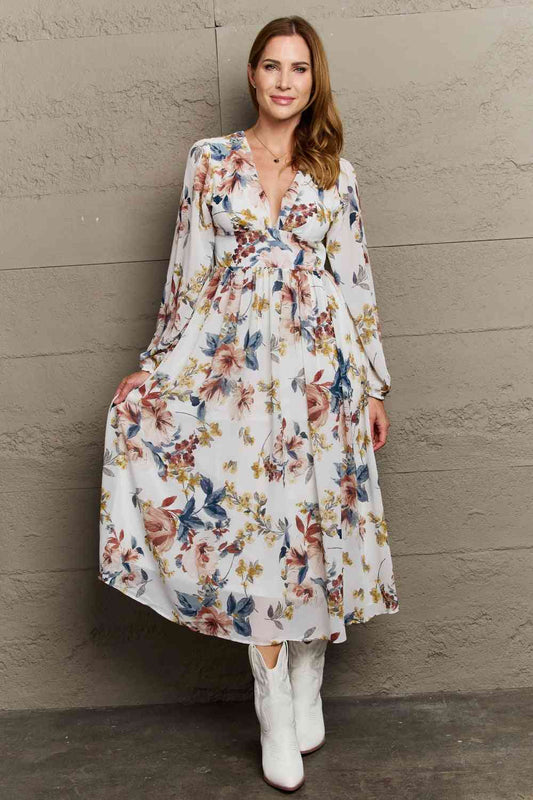 Good Day Chiffon Floral Midi Dress - Mythical Kitty Boutique