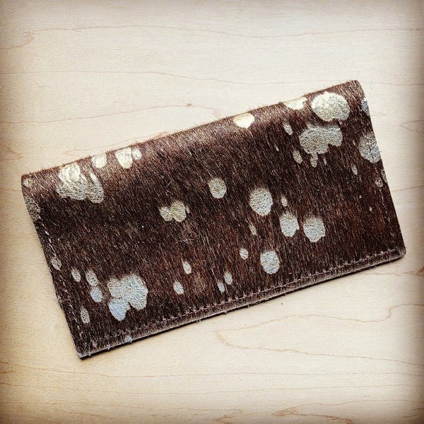 Hair-on-Hide Leather Wallet-Brown Metallic - Mythical Kitty Boutique