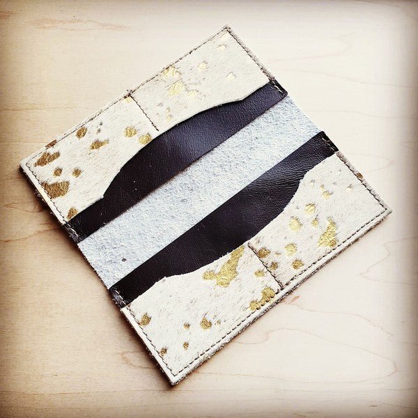Hair-on-Hide Leather Wallet-Gold Metallic - Mythical Kitty Boutique