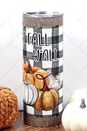 Happy Fall Y'all Pumpkins Skinny Tumbler - Mythical Kitty Boutique