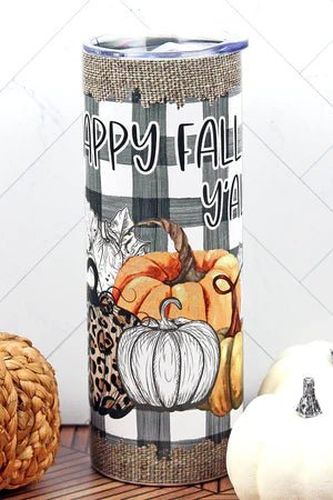 Happy Fall Y'all Pumpkins Skinny Tumbler - Mythical Kitty Boutique