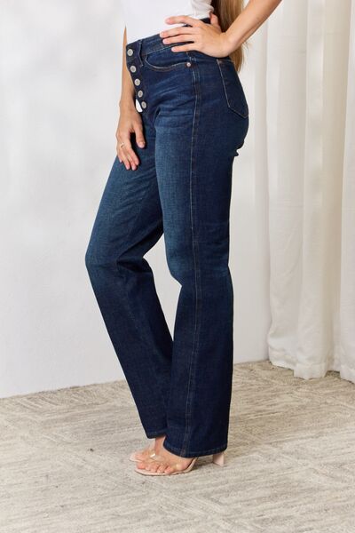 Judy Blue Button-Fly Straight Jeans - Mythical Kitty Boutique