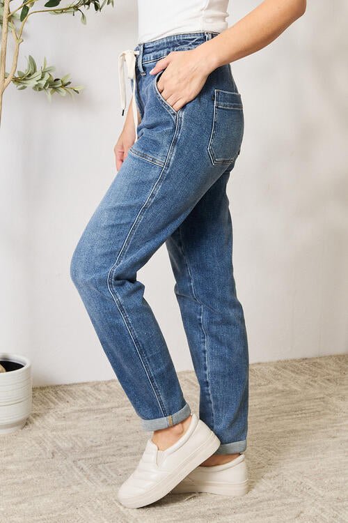 Judy Blue High Waist Drawstring Denim Jeans - Mythical Kitty Boutique
