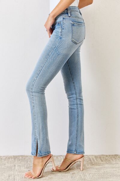Kancan Mid Rise Y2K Slit Bootcut Jeans - Mythical Kitty Boutique