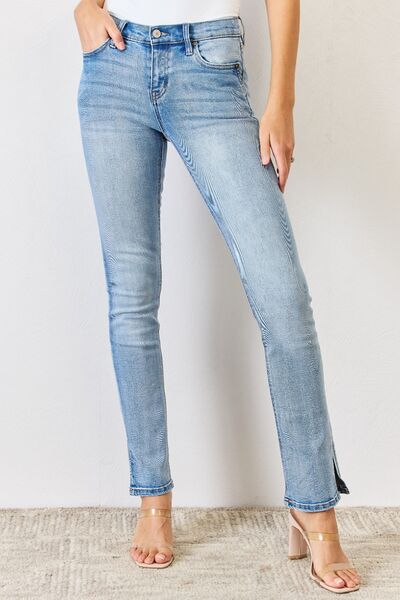 Kancan Mid Rise Y2K Slit Bootcut Jeans - Mythical Kitty Boutique