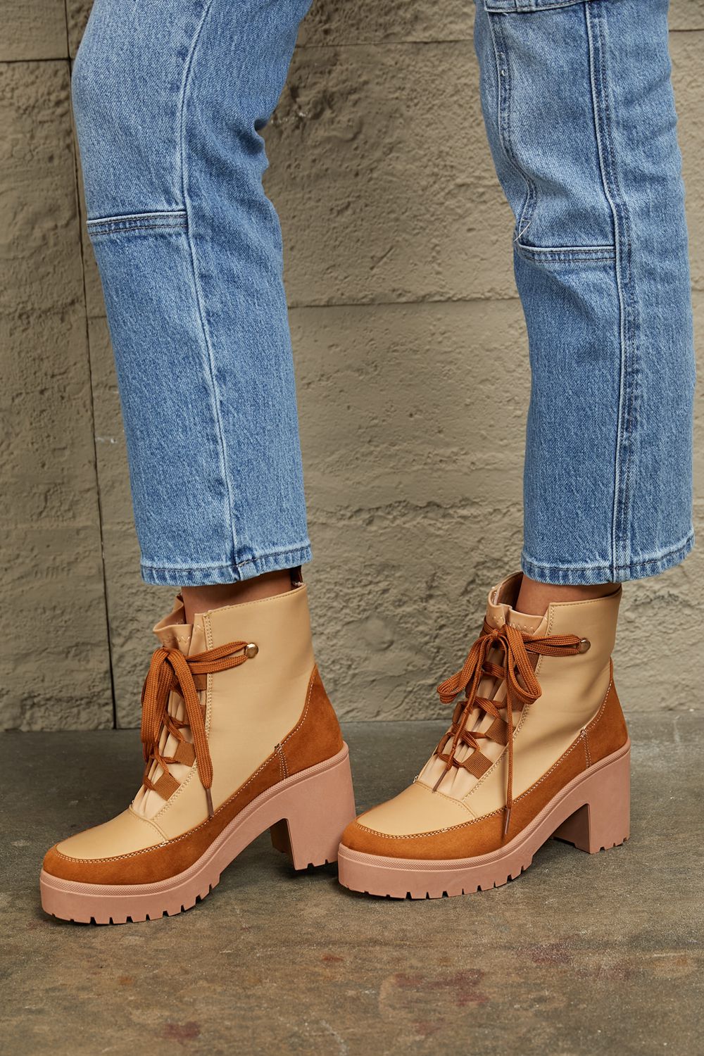 Lace Up Lug Booties - Mythical Kitty Boutique