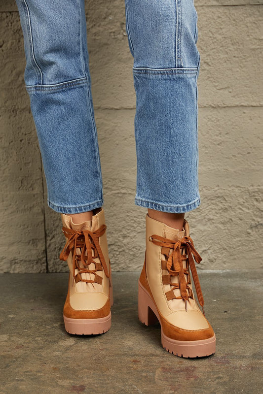 Lace Up Lug Booties - Mythical Kitty Boutique