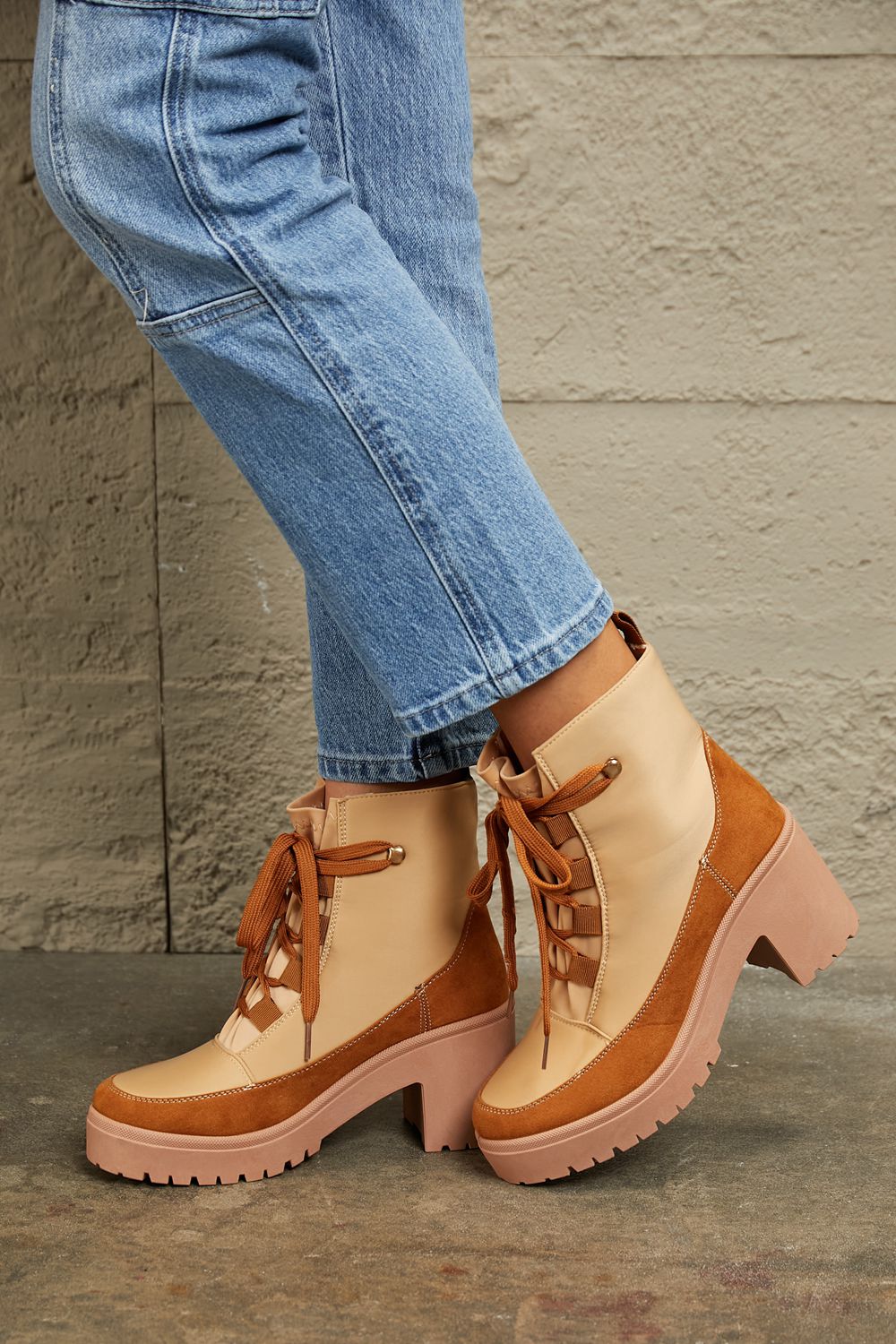 Lace Up Lug Booties - Mythical Kitty Boutique