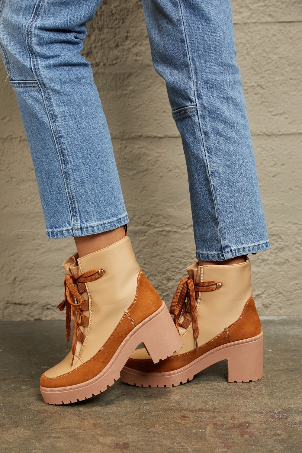 Lace Up Lug Booties - Mythical Kitty Boutique