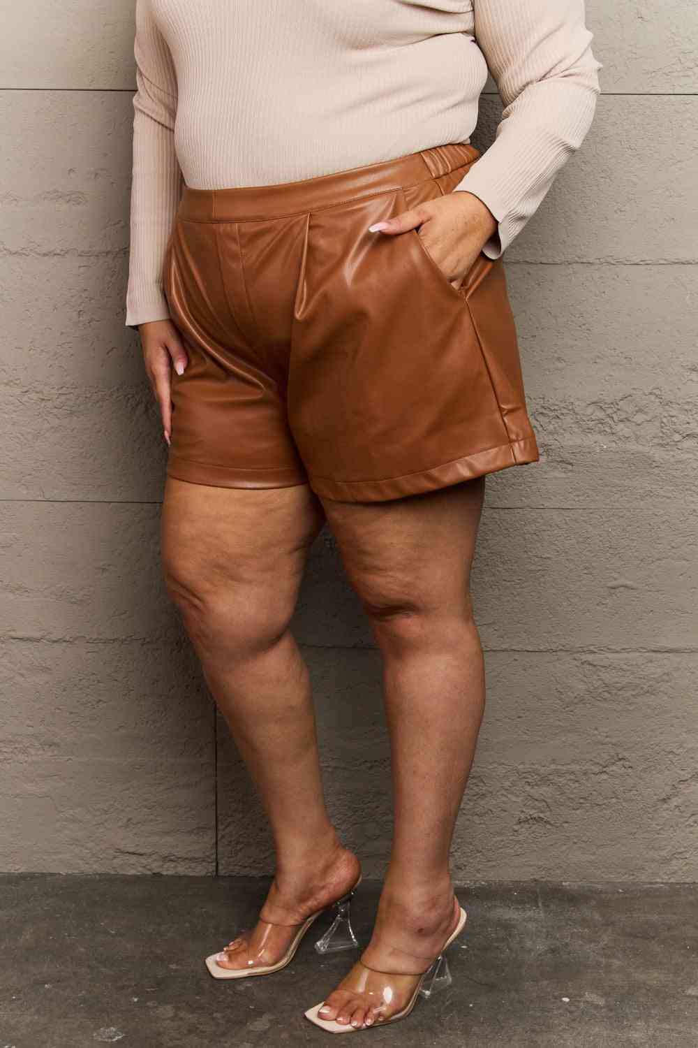 Leather Baby High Waist Vegan Leather Shorts - Mythical Kitty Boutique