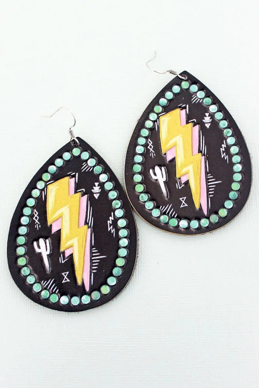Lightning Ridge Turquoise and Black Teardrop Earrings - Mythical Kitty Boutique