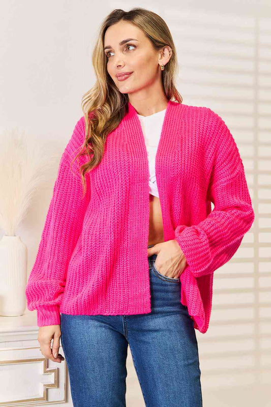 Lori Rib-Knit Open Front Cardigan - Mythical Kitty Boutique